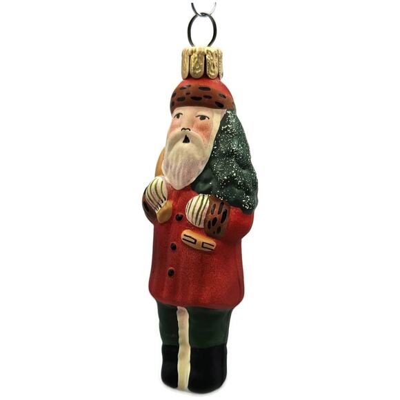 Vaillancourt Mini Red Father Christmas With Tree Glass Holiday Ornament - Picture 4 of 10